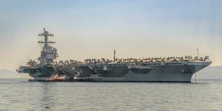 The USS Gerald R. Ford at sea.