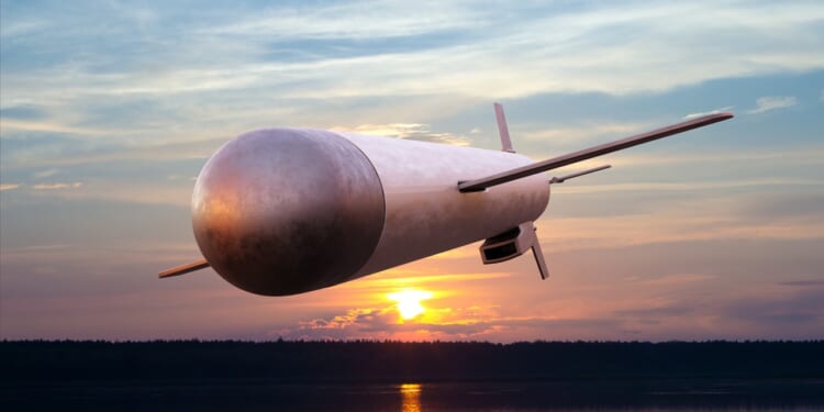 A rendering of a Tomahawk missile.