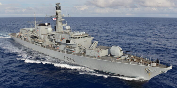Royal Navy Type 23 frigate HMS Lancaster in the Caribbean Sea.