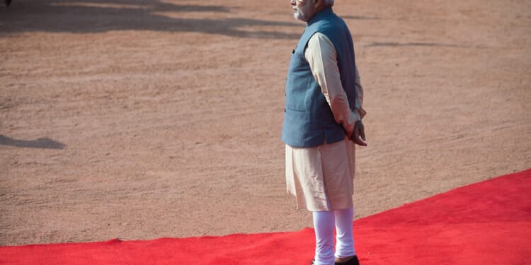 Indian prime minister Narendra Modi awaits diplomatic visit in New Delhi.