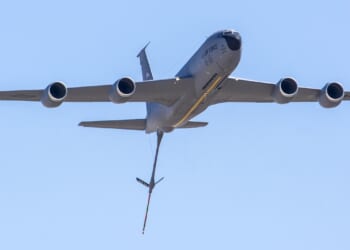 A KC-135 Stratotanker in flight.
