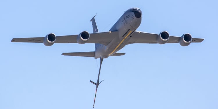 A KC-135 Stratotanker in flight.