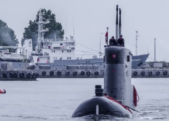 A Polish submarine on display.