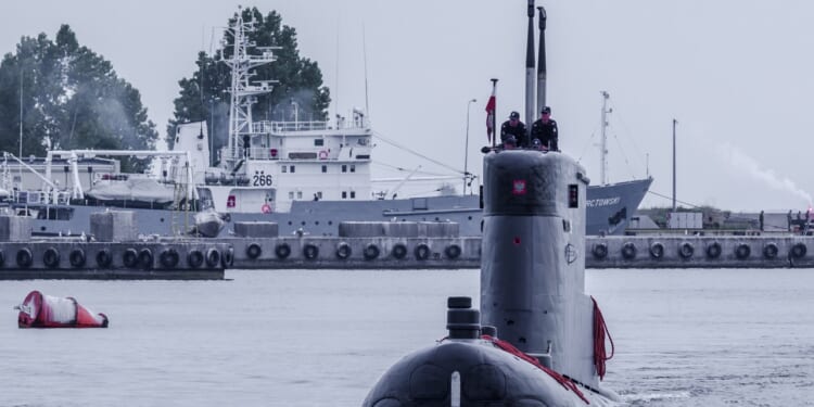 A Polish submarine on display.