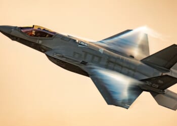 An F-35 flying over Switzerland.