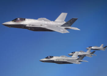 U.S. Air Force F-35A Lightning IIs and Israeli Air Force F-35I Adirs fly in formation during exercise Enduring Lightning III over Israel, Oct. 12, 2020.
