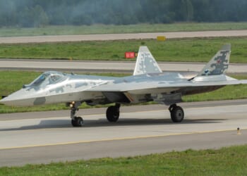 A Russian Su-57 Felon on the tarmac.
