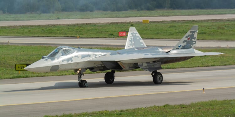 A Russian Su-57 Felon on the tarmac.