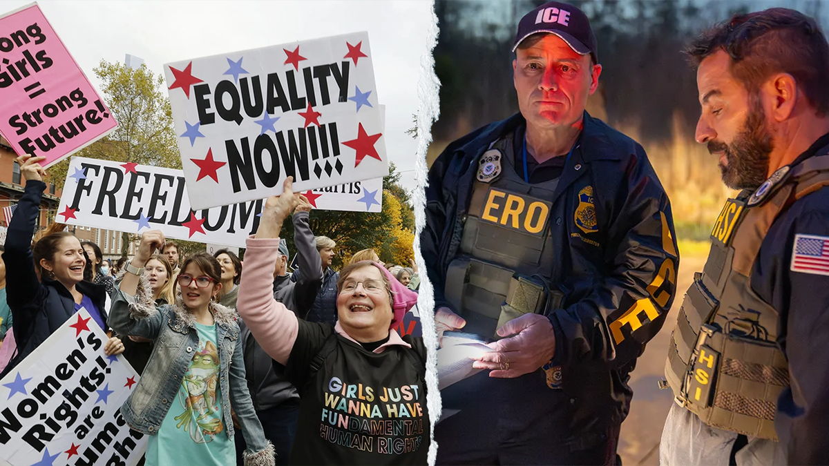 Women's March attendees and ICE agents split