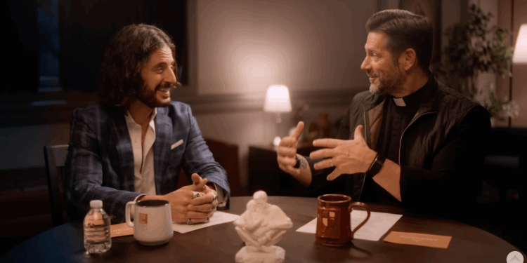 Actor Jonathan Roumie, known for his role as Jesus in “The Chosen,” and Father Mike Schmitz, known for the “Bible in a Year” podcast, sit down for an in-depth interview. Credit: Ascension Presents