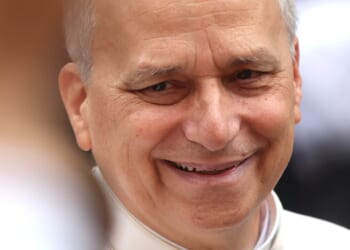 Pope Leo XIV greets the faithful in Piazza della Libertà in August 2025.