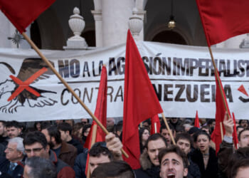 Far-Left Protest Trump's Toppling of Maduro in Madrid