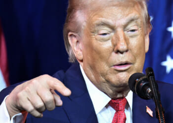 President Donald Trump talks to Republicans about their stance on the Hyde Amendment on Jan. 6, 2026.