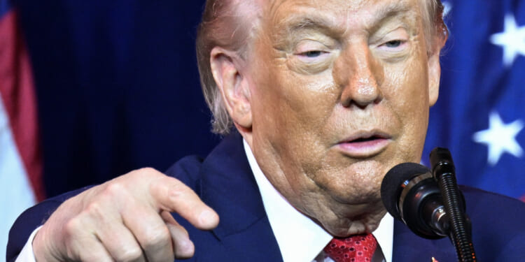 President Donald Trump talks to Republicans about their stance on the Hyde Amendment on Jan. 6, 2026.