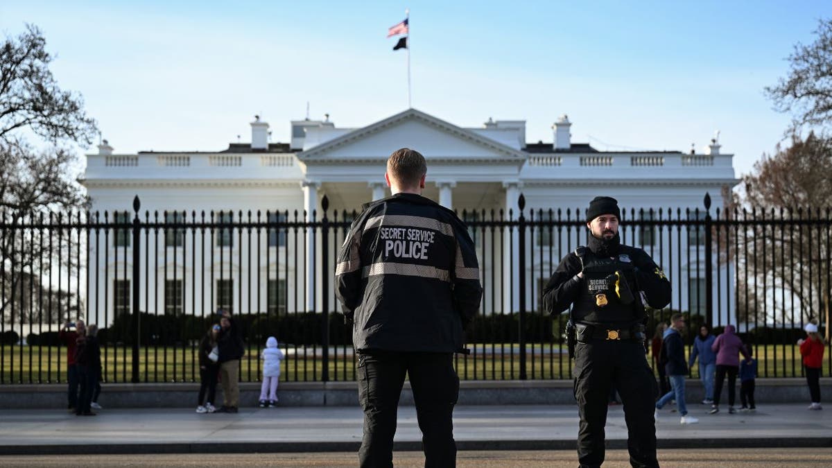 Secret Service officers outside the White House