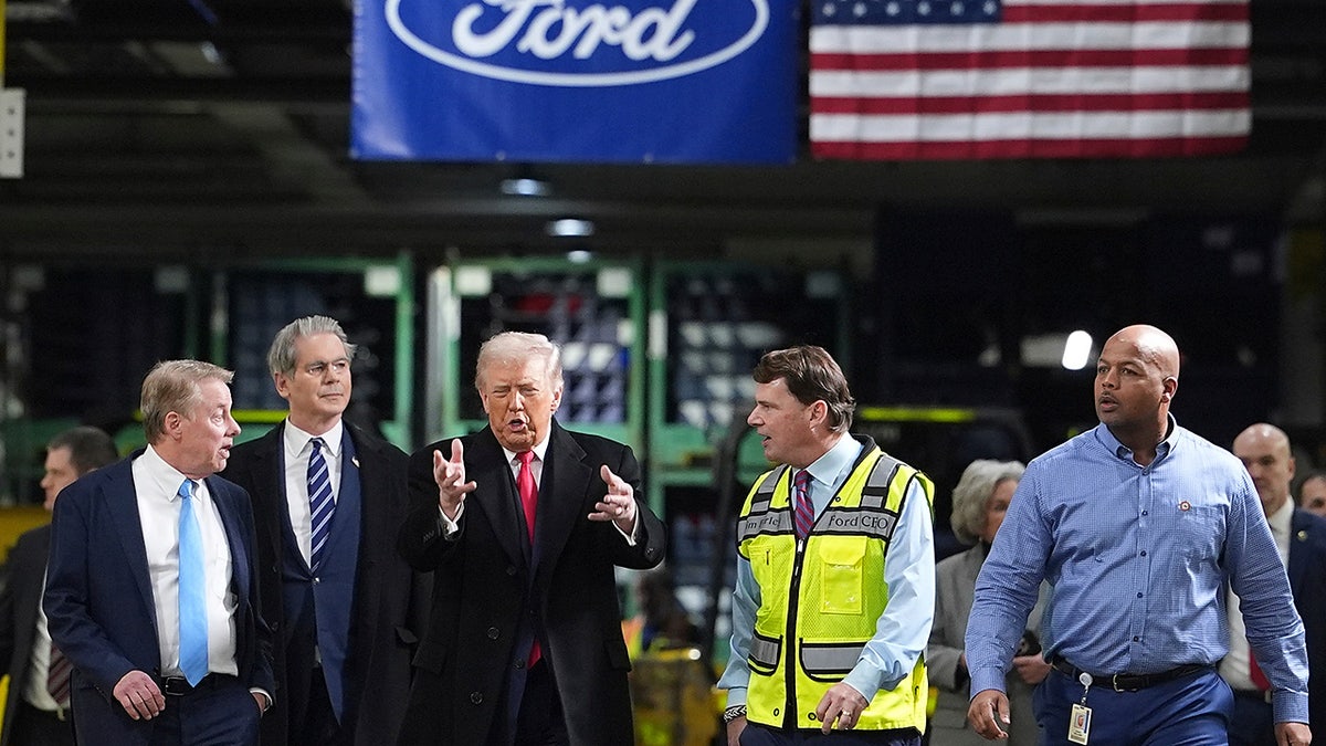 President Donald Trump Ford River Rouge Plant visit, Tuesday, Jan. 13, 2026, in Dearborn, Mich. (AP Photo/Evan Vucci)