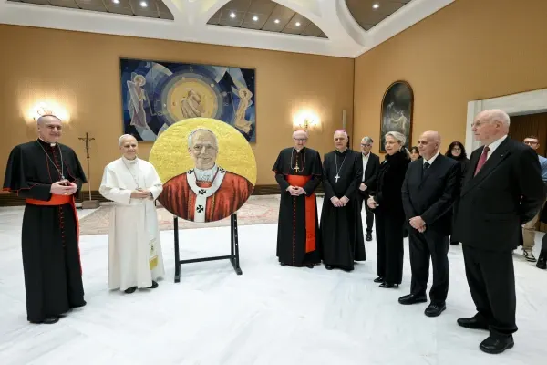 The mosaic of Pope Leo XIV will be placed in the space next to the portrait of Pope Francis. | Credit: Vatican Media