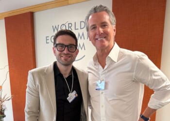 Newsom torched for photo with billionaire Alex Soros on sidelines of Davos