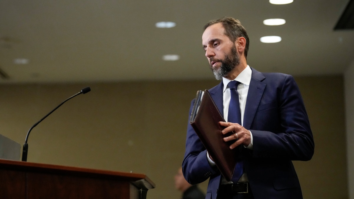 Special Counsel Jack Smith arrives to remarks on a recently unsealed indictment including four felony counts against former President Donald Trump in Washington, D.C. (Photo by Drew Angerer/Getty Images)