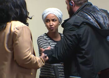 Man sprays Ilhan Omar with unknown substance during Minneapolis town hall