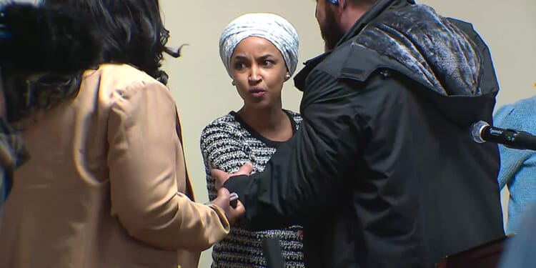 Man sprays Ilhan Omar with unknown substance during Minneapolis town hall