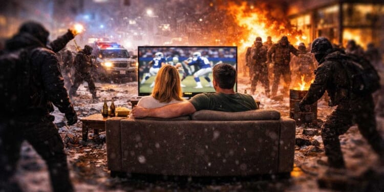 The left is at war in Minnesota. America is watching football.