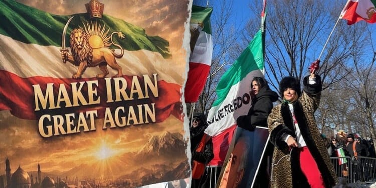 Trump Iran protestors rally on Fifth Avenue in New York City demanding regime action