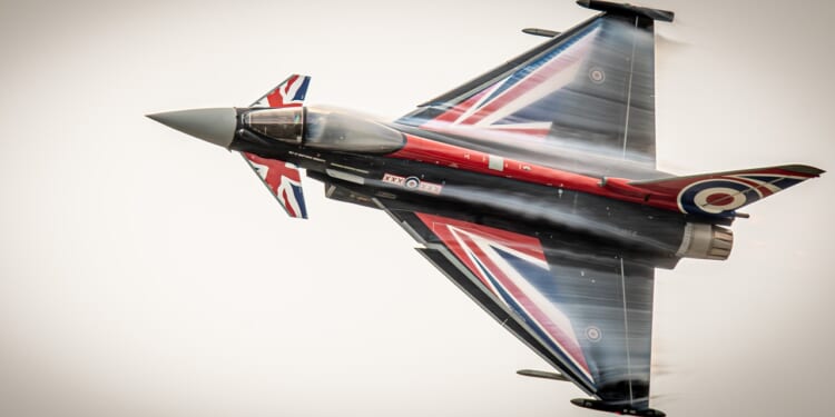 A British Eurofighter Typhoon in flight.