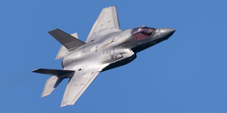 An F-35 Lightning II in flight.