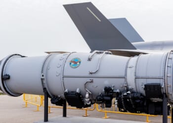 An F-35 engine on display.