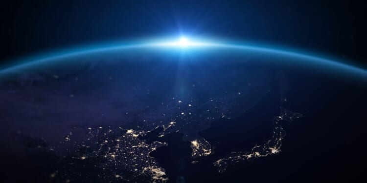 A view of Earth from space.