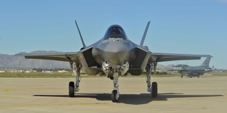 An F-35 on display.