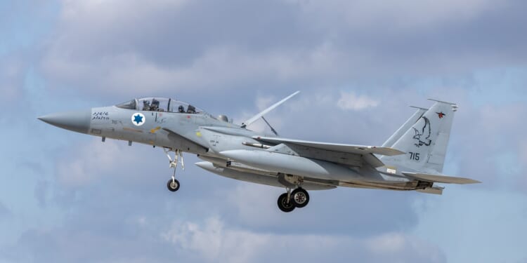An F-15I fighter landing in the UK.