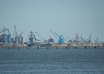 A US Navy shipyard in Virginia.