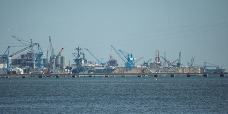 A US Navy shipyard in Virginia.