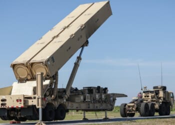 A Dark Eagle missile launcher test.