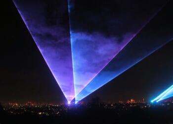 A laser show in London, UK.