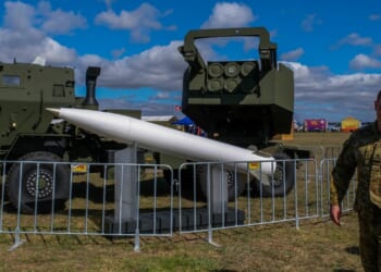 An Australian HIMARS system on display.