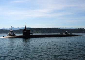 An Ohio-class submarine at sea.