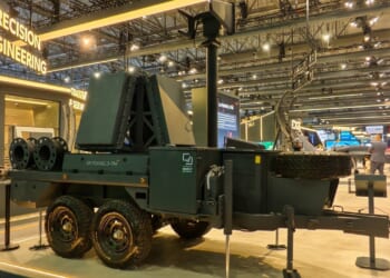 A SkyShield system on display at an arms expo in Dubai.