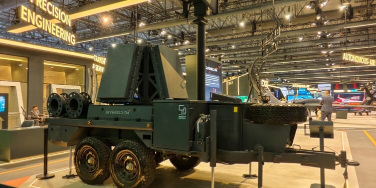 A SkyShield system on display at an arms expo in Dubai.