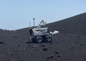 A test of a Moon rover in Italy.