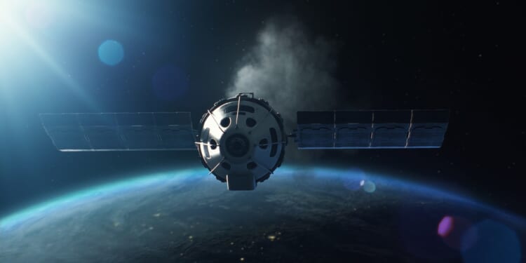 A satellite damaged in space.