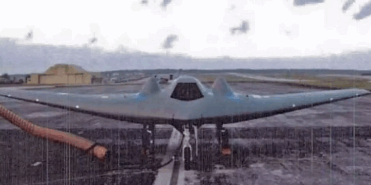 A photograph of an RQ-170 Sentinel at Andersen AFB in Guam.