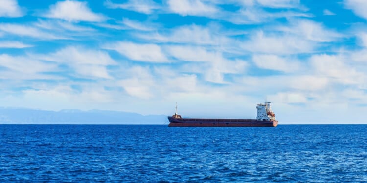 A Russian oil tanker at sea.
