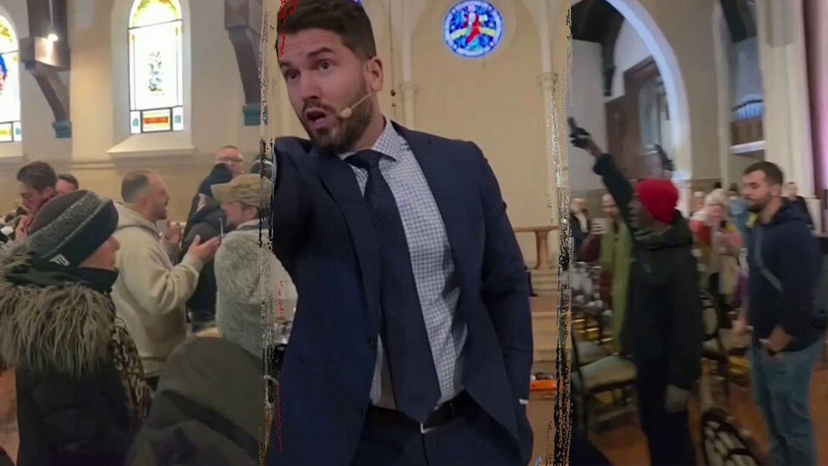 Anti-agitators inside a Minneapolis church