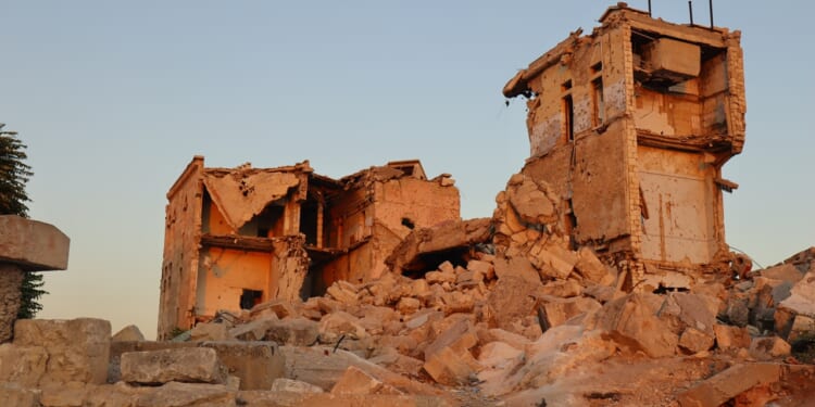 A destroyed building in Syria.
