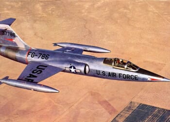 An F-104 Starfighter in flight.