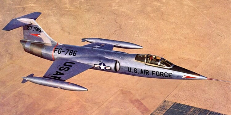 An F-104 Starfighter in flight.