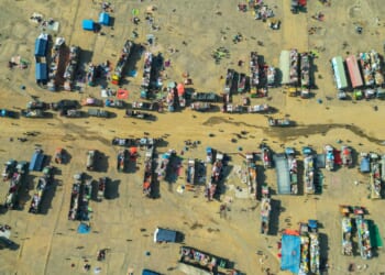 Afghan refugees in camp on border with Afghanistan.